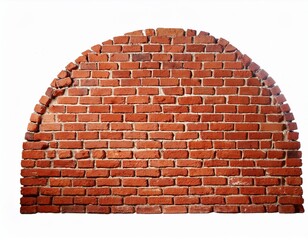 red brick wall isolated on white background