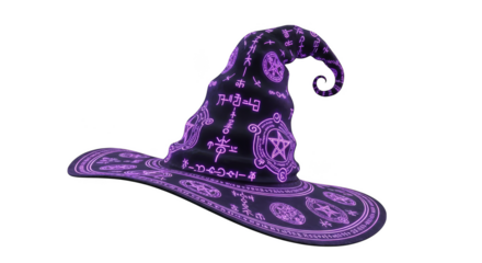 Ethereal wizard hat adorned with glowing runes