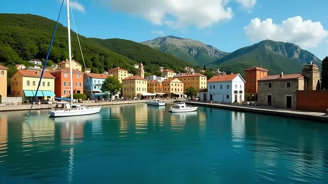 Explore stunning muggia italy aerial view of harbor boats and architecture travel destination europe 100