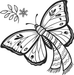 A striking black and white butterfly vector illustration, perfect for designs featuring insect and nature themes, showcasing its delicate wings and intricate pattern