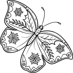 Abstract floral background with a vintage butterfly and seamless flower pattern, ideal for spring nature decoration or tattoo design