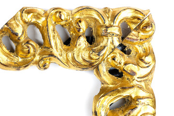 Decorative gold frame for decoration of paintings, posters, photographs.