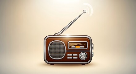 Obraz premium Old retro portable boombox radio with a large speaker and antenna on a blue background