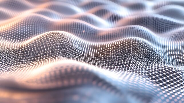 Abstract wave-like grid pattern with glowing points.