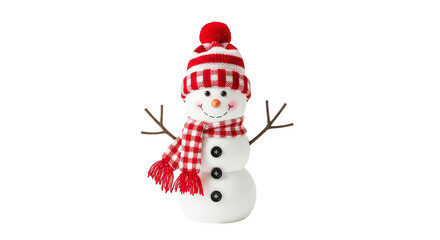 Smiling snowman with festive red details