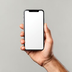 A man holding a phone with a blank screen