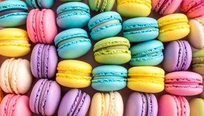 Colorful macarons in pastel hues