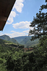 Panorama of the Tara River Canyon. The Djurdjevic Bridge is visible. Montenegro