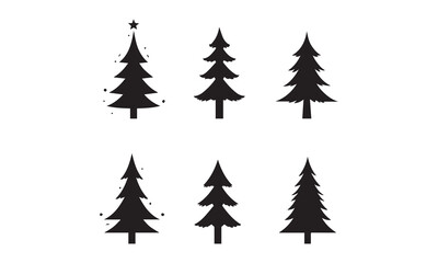 Obraz premium Minimal Christmas Tree Silhouettes Set
