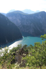 Viewpoint over Piva Canyon. Mountains, river, forest