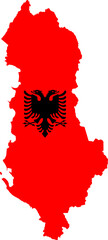 Albania Map with National Flag Design | Country Silhouette Vector