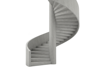 Concrete spiral staircase architecture design element isolated on transparent background