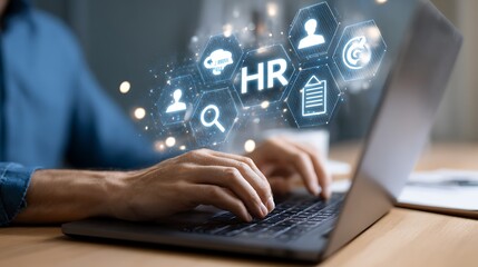 Human Resources Management and Digital Tools on Laptop