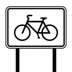 Bicycle lane sign in black and white on white background