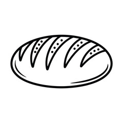 Simple Line Art Illustration of a Loaf of Bread