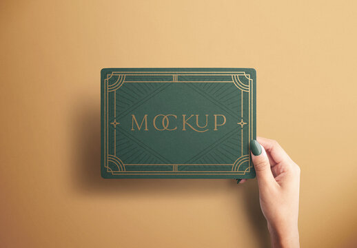 7x5in Paper Card with Rounded Corners Mockup in Hands