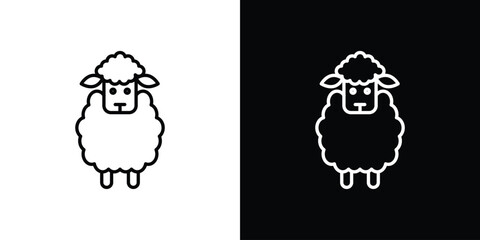 Sheep icon line for web, mobile and infographics.