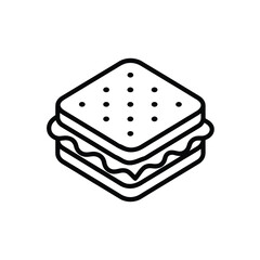 Isometric Sandwich Line Icon Food Vector Illustration Black and White