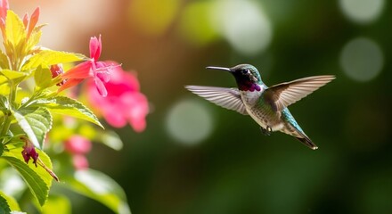 hummingbird feeding on flower