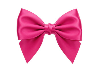 Beautiful pink bow ribbon decoration element isolated on transparent background