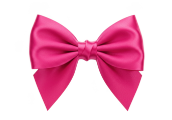 Beautiful pink bow ribbon decoration element isolated on transparent background