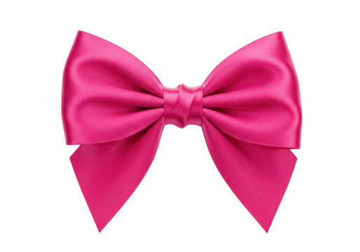 Beautiful pink bow ribbon decoration element isolated on transparent background