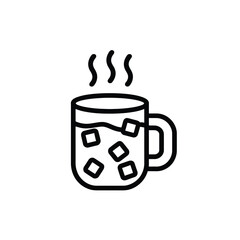 Hot drink with ice cubes in a mug line icon