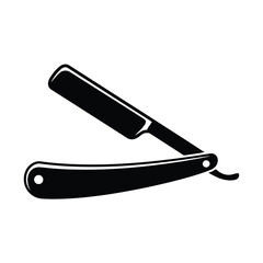 Classic Straight Razor Illustration in Black and White Minimalist Style