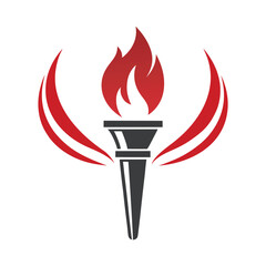 Minimal Flame Torch Logo Vector Illustration.
