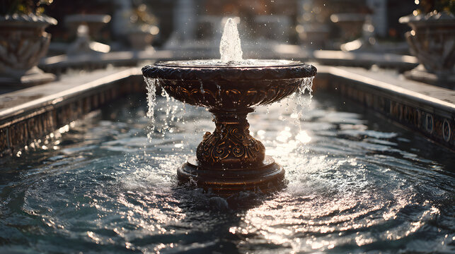 A fountain with water shooting out of it
