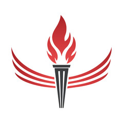 Minimal Flame Torch Logo Vector Illustration.