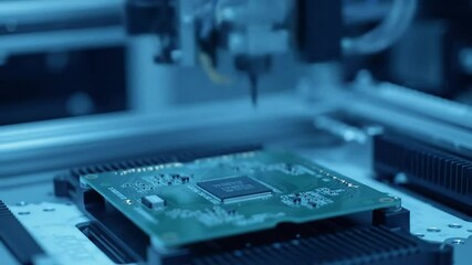 Automated electronic circuit board production in high-tech manufacturing facility, automated