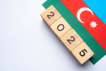 2025, Azerbaijan, Azerbaijan flag with date block, Concept, Important events for Azerbaijan in the...