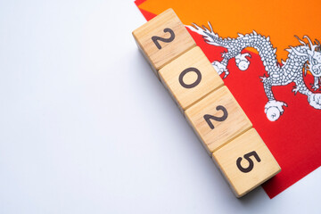 2025, Bhutan, Bhutan flag with date block, Concept, Important events for Bhutan in the new year,...