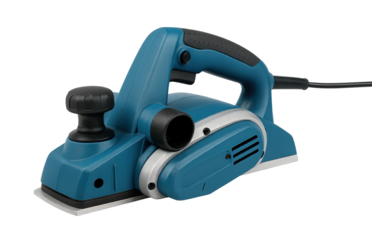 A powerful electric planer ideal for woodworking projects, featuring an ergonomic design for easy handling and precise results.