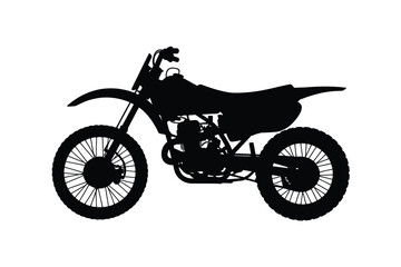 Fototapeta premium Silhouette of a Dirt Bike Motorcycle on a White Background