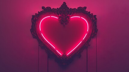Neon heart in ornate frame