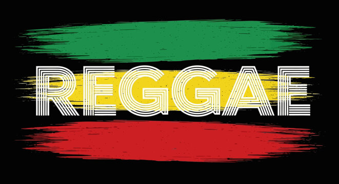 Reggae Music Style Graphic with Colorful Brushstrokes