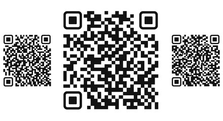 Fototapeta premium Three Black and White QR Codes on White Background for Scanning and Information