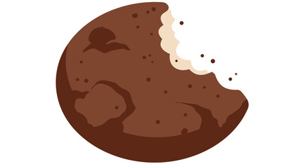 Bitten Chocolate Chip Cookie with Cream Filling, Vector Illustration