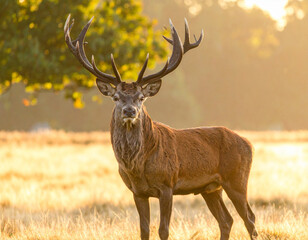 Red Deer in morning Sun. 