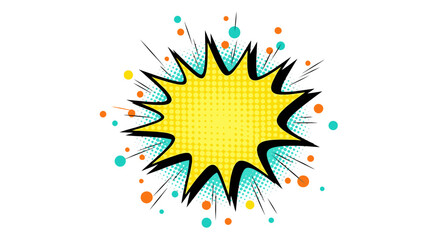 Comic Book Style Yellow Burst with Black Outline and Dots