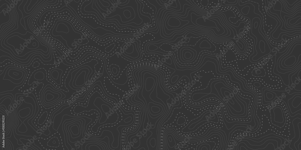 Aufkleber modern style topographic dotted pathways creates an abstract design element perfect for backgrounds and various creative contour lines small dashes  dark gray background design element.