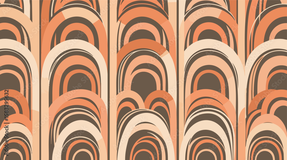 Poster warm earth tone retro arch pattern seamlessly repeating across the entire image space.