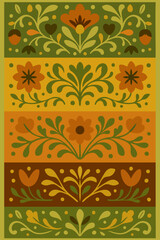 Ornamental floral design in warm earthy colors.