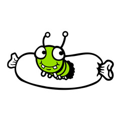 Caterpillar Sausage Eating Fast Food Hungry Yummy BBQ