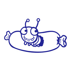 Caterpillar Sausage Eating Fast Food Hungry Yummy BBQ
