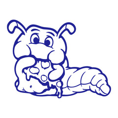 Caterpillar Pizza Eating Fast Food Hungry Salami Cheese