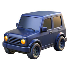 Stylized blue suv vehicle with orange headlights isolated on transparent background