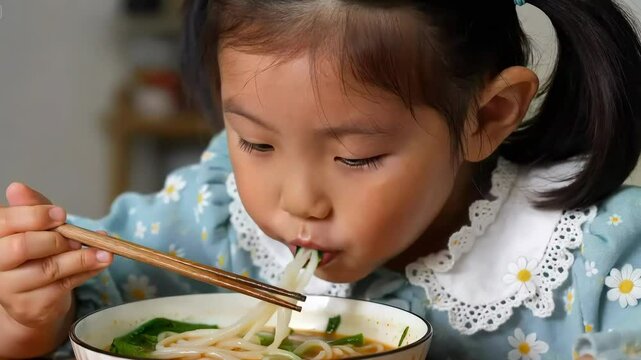 Asian faces eating noodles